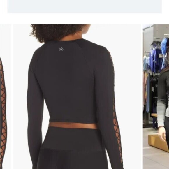 ALO Yoga Highline Fitted Crop Top with Unique Shoulder Design EUC S - Picture 12 of 13